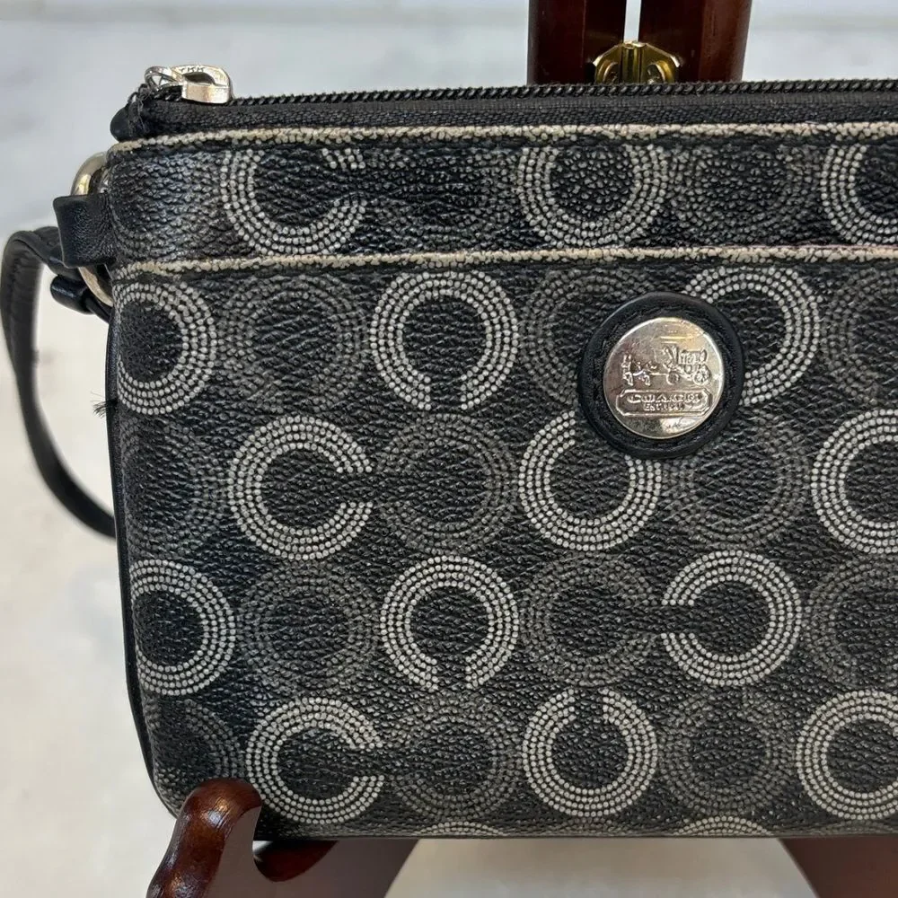 Coach Wristlet Bag Purse Waverly Opt Art Dotted Leather Pouch Clutch Wallet